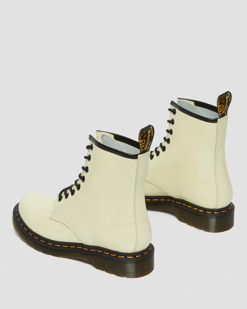 Dr Martens 1460 Lak Læder Snørestøvler Dame Hvide | DK 192EBC